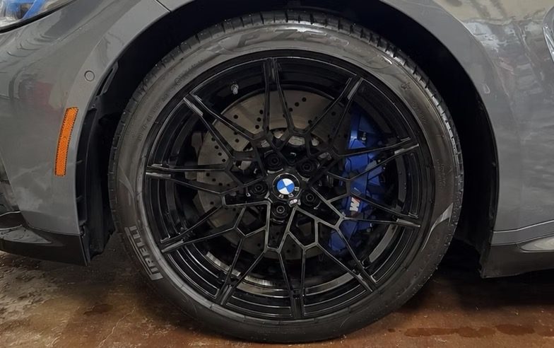 Clean, detailed BMW wheel and tire after an exterior detail